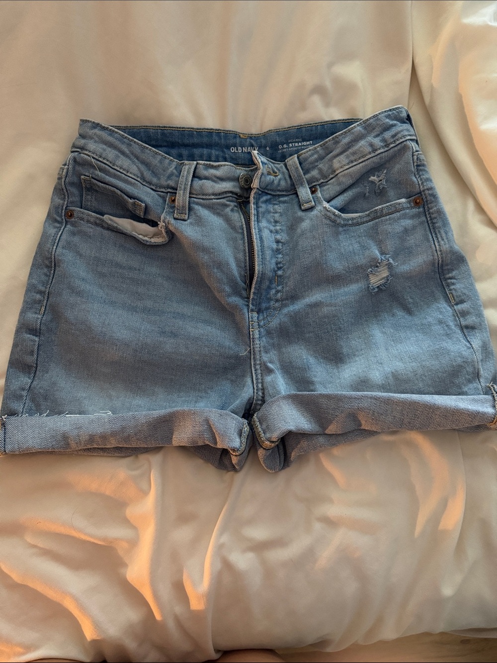Old Navy Light Blue Rolled Hem Denim Shorts